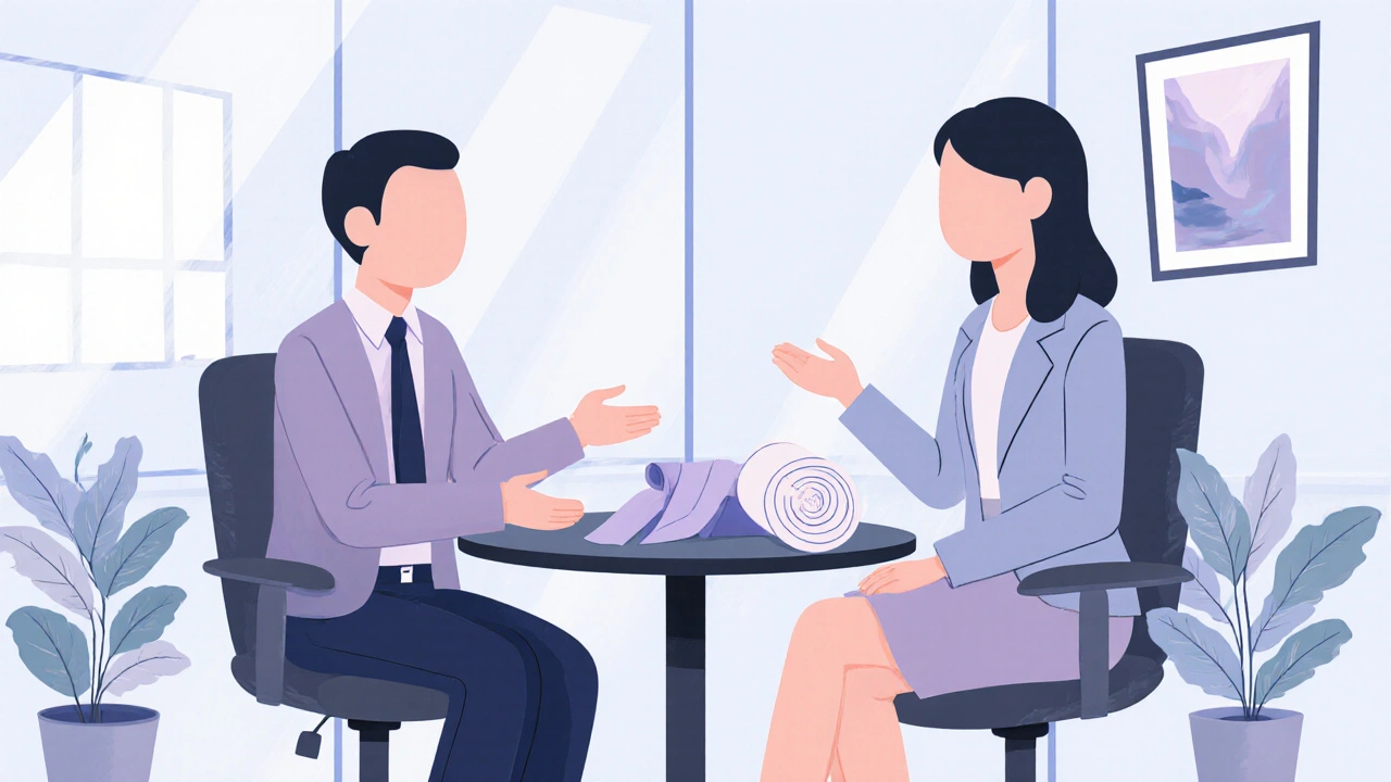 HR discussion where employee receives workplace accommodations for alopecia.