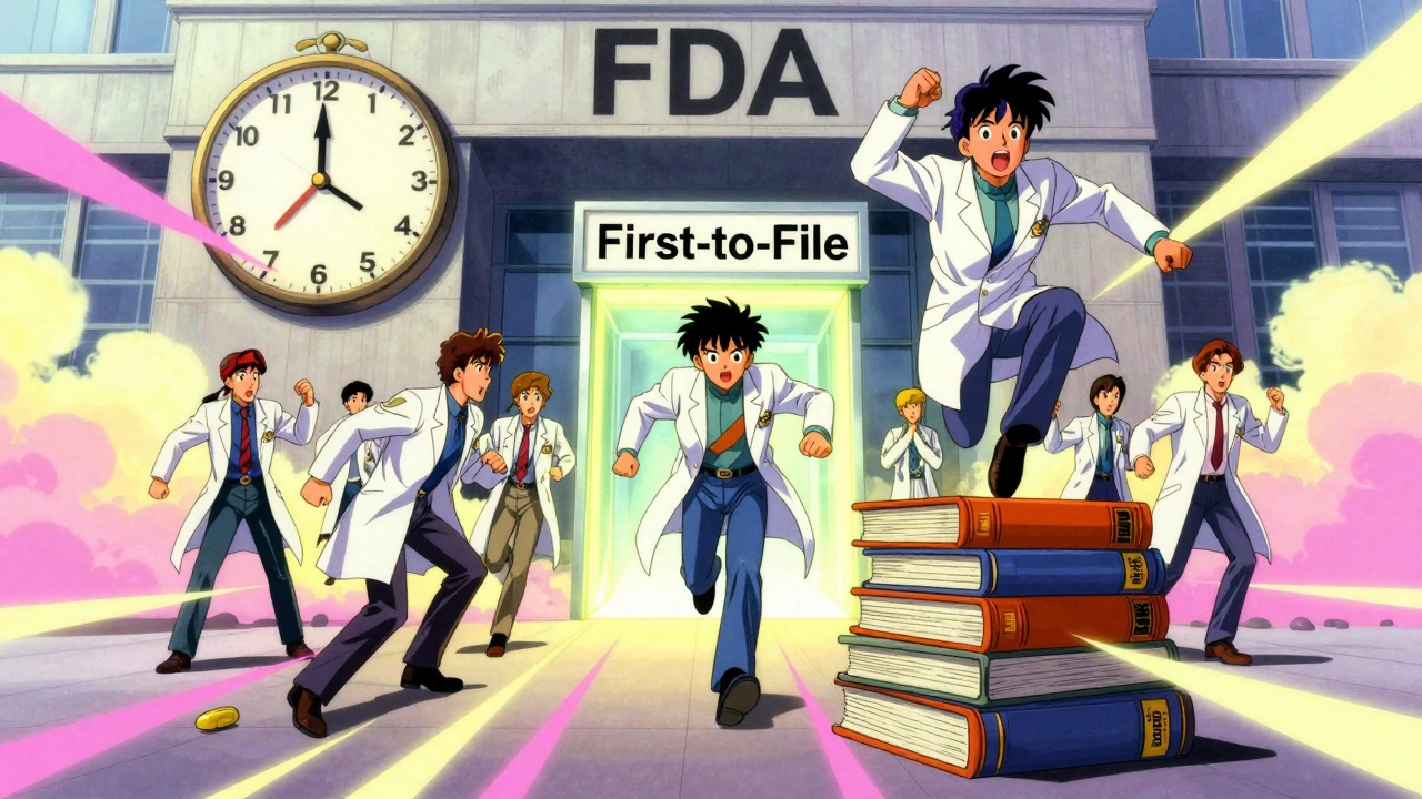 Generic drug teams racing to file first at FDA building under a ticking clock