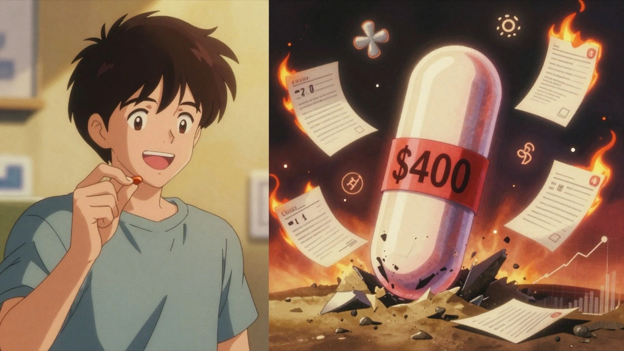 Patient taking affordable generic pill as expensive brand pill crumbles away