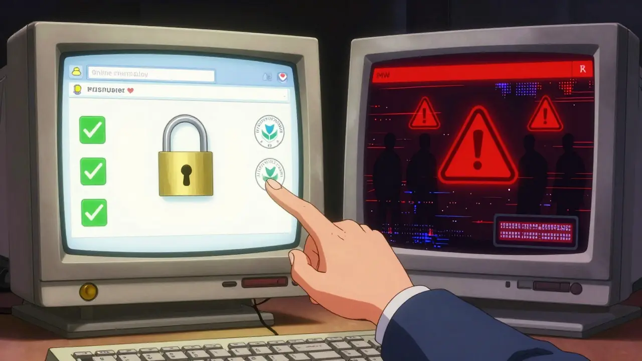 Comparison of safe versus unsafe online pharmacy websites.