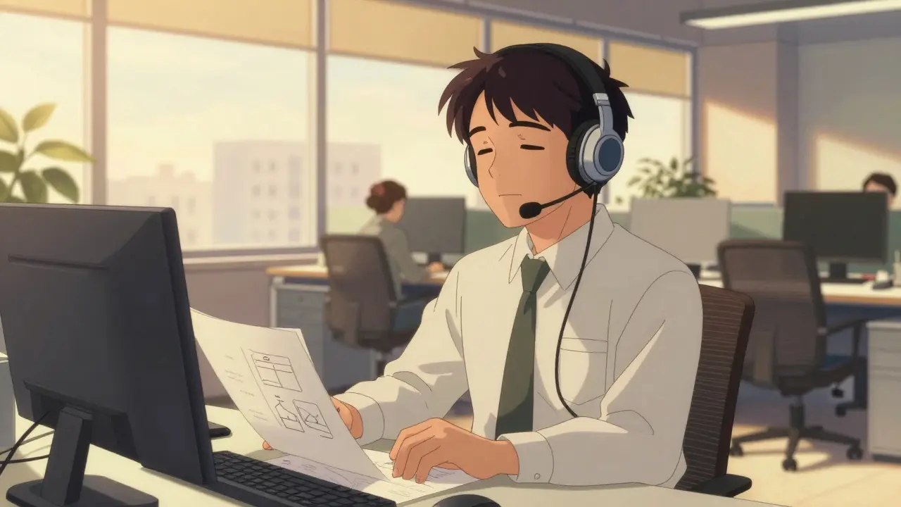 Professional using noise-canceling headphones in a quiet office space