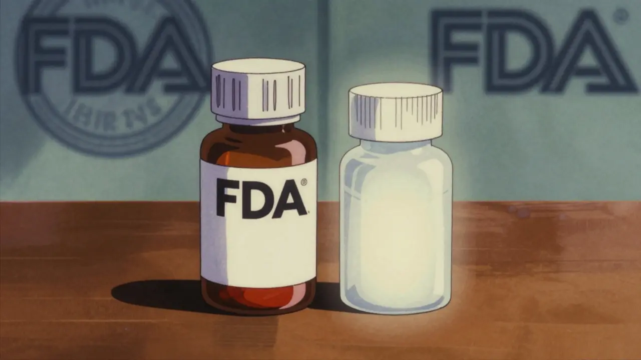 Comparison of brand vs generic allergy pills in retro anime style