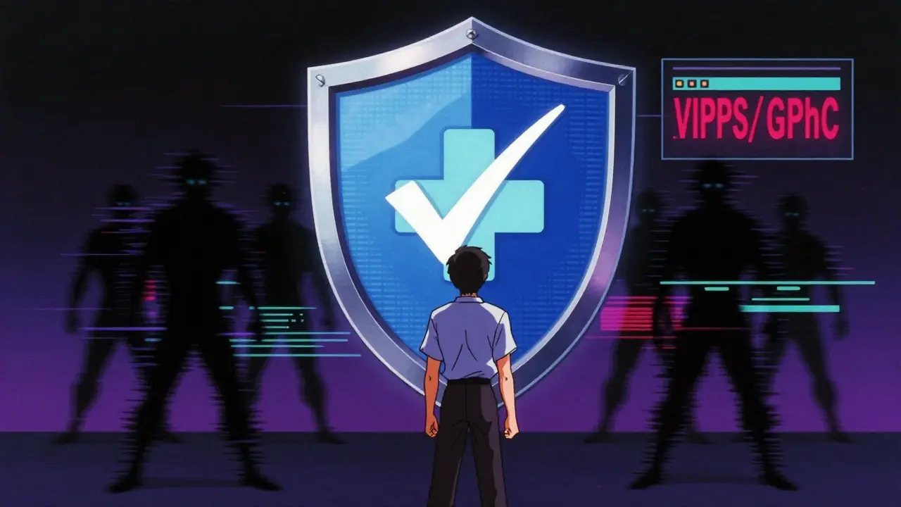 Digital shield blocking unsafe sites for safe online pharmacy shopping