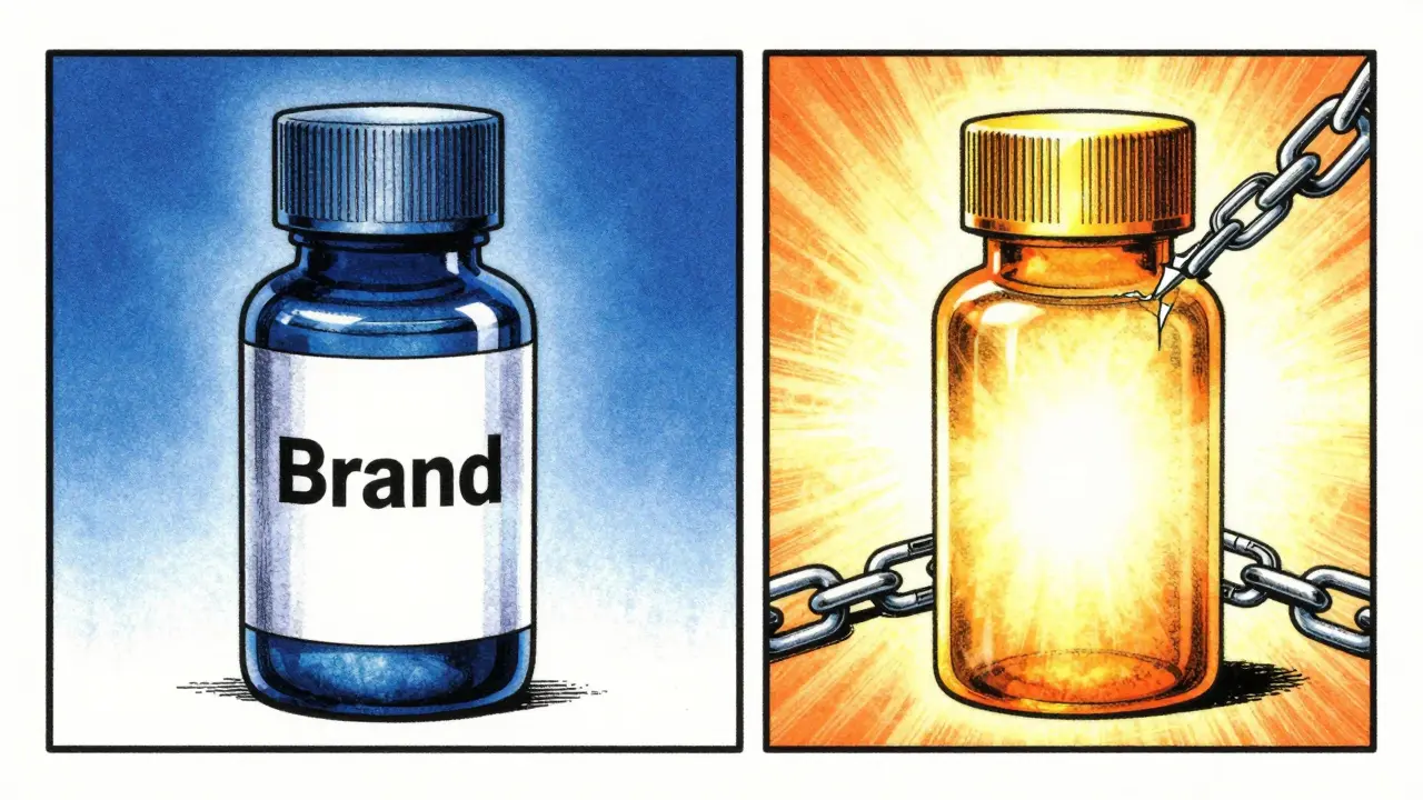 Manga style comparison of expensive vs cheap meds