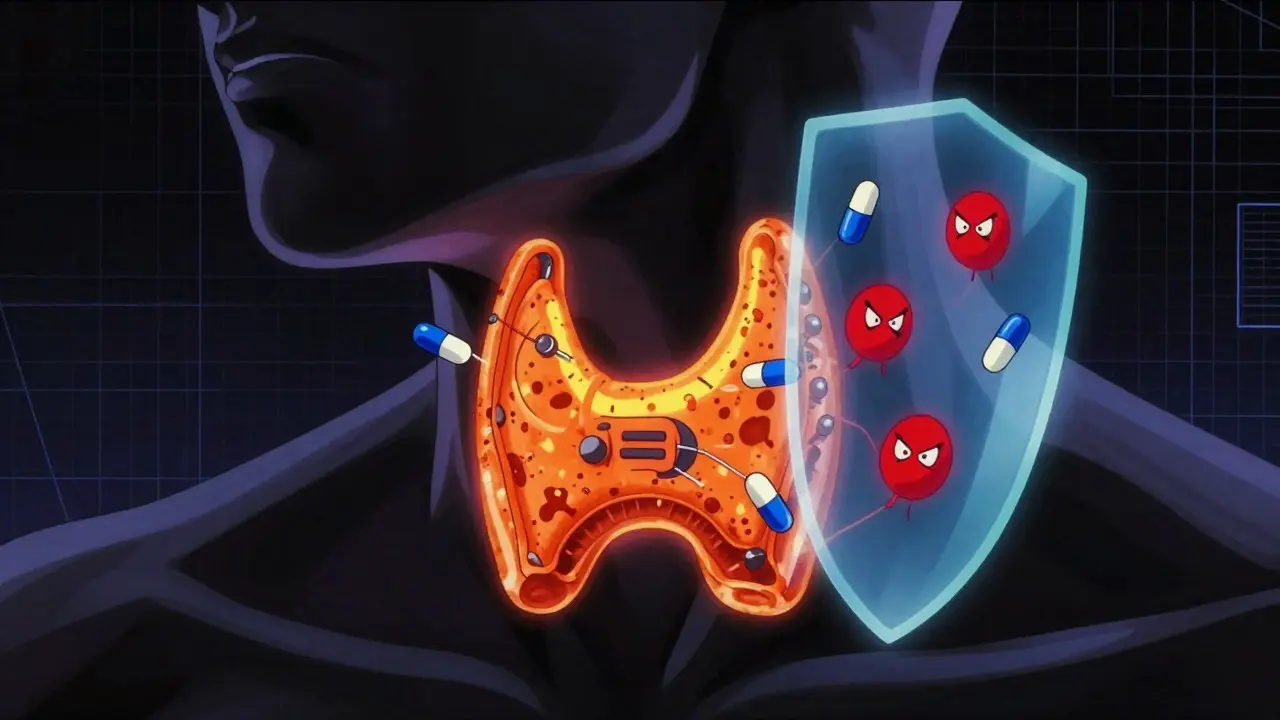 Anime metaphor of beta-blockers cooling an overheated thyroid gland