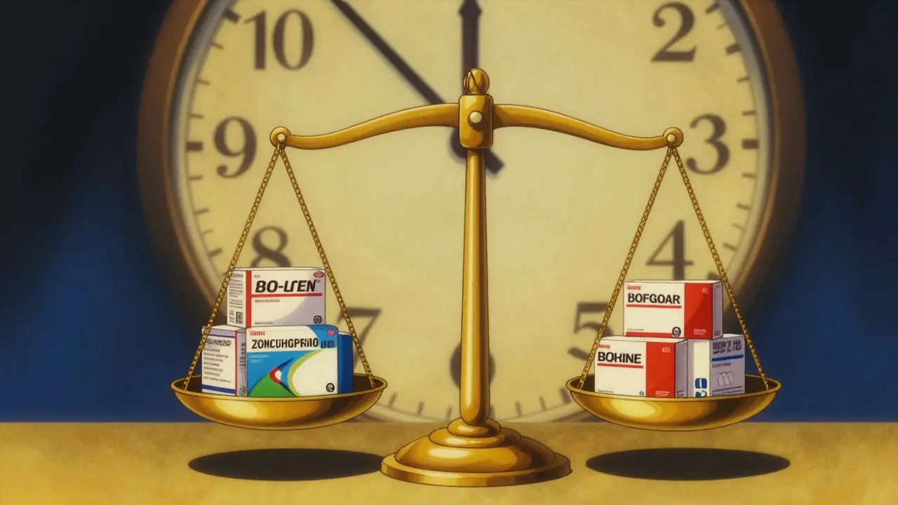 Golden balance scale weighing generic and brand drugs equally to show statistical equivalence