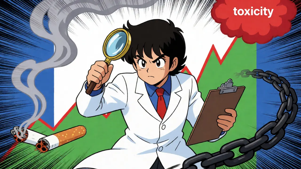 Doctor monitoring rising toxicity levels with dynamic anime visual effects